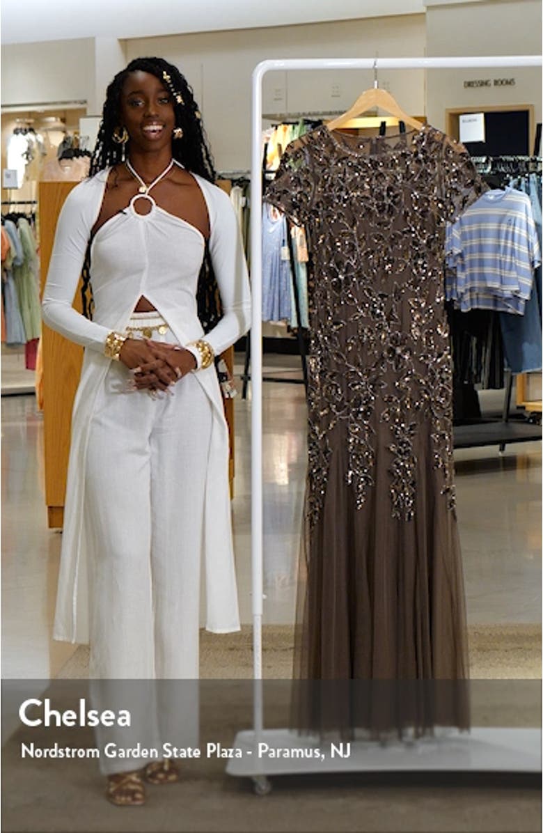 Floral Embroidered Beaded Trumpet Gown, sales video thumbnail