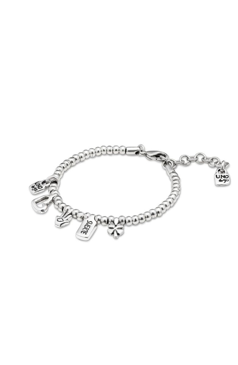 UNODE50 Sterling silver-plated beaded bracelet with charms, Alternate, color, Silver