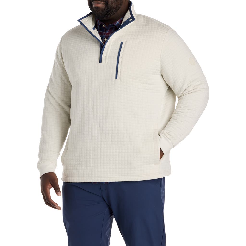 vineyard vines Big & Tall Quilted Navigator 1/4-Snap Pullover in Stone at Nordstrom, Size 3X Big