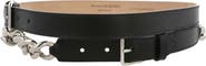 McQueen Chain Trim Leather Belt
