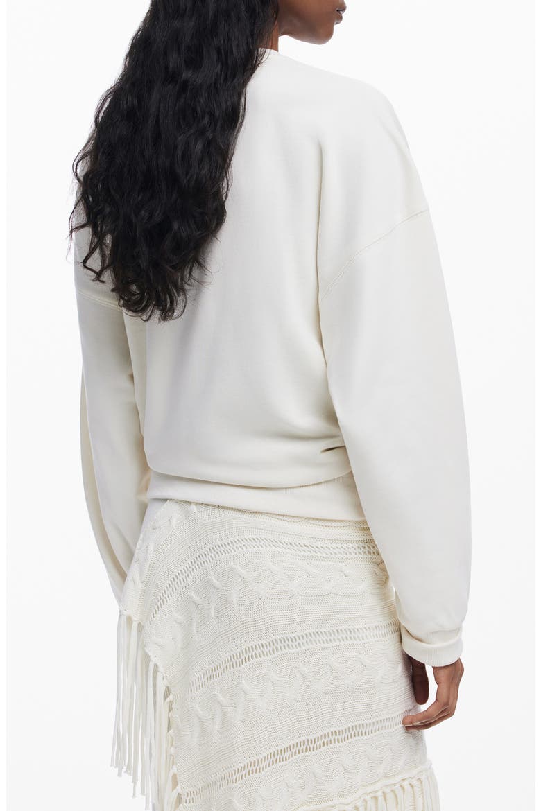 Mixed Stitch Fringe Sweatshirt, Alternate, color, IVORY