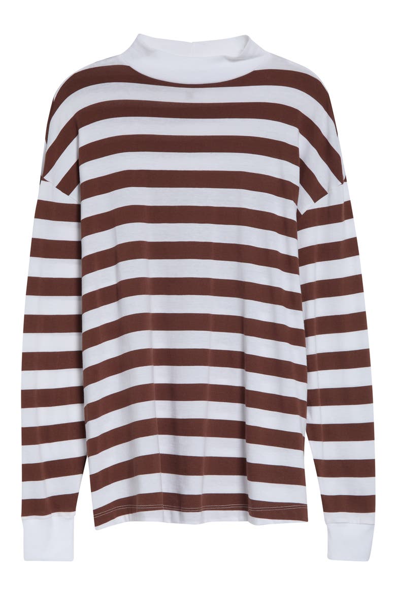 The Hockey Striped Cotton Tee, Alternate, color, BROWN RUGBY STRIPE