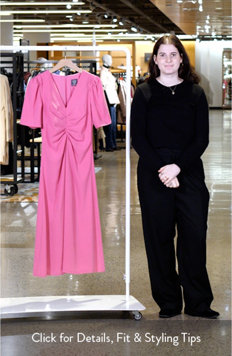 Center Ruched Crepe Midi Dress, sales video thumbnail