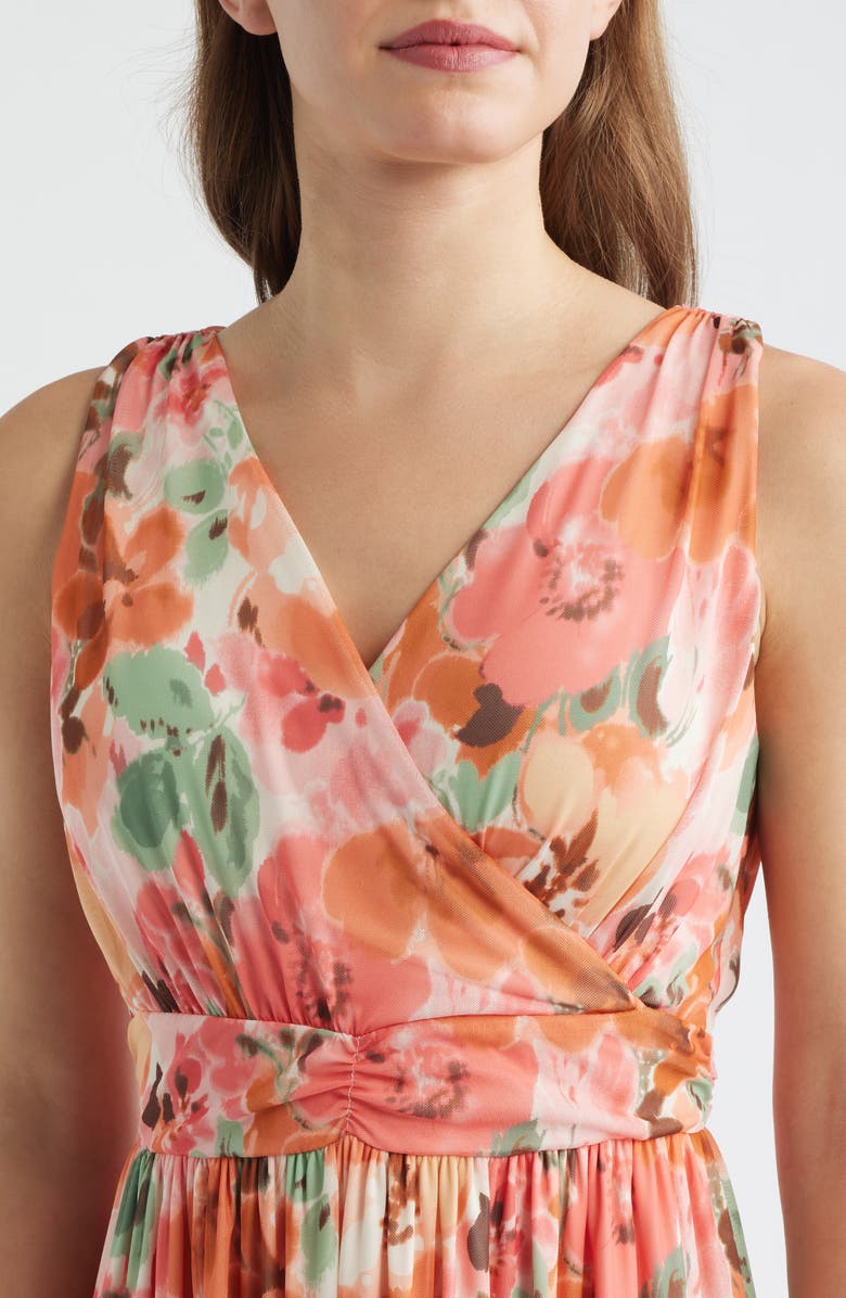 Loveappella Floral Print Swing Dress, Alternate, color, Coral