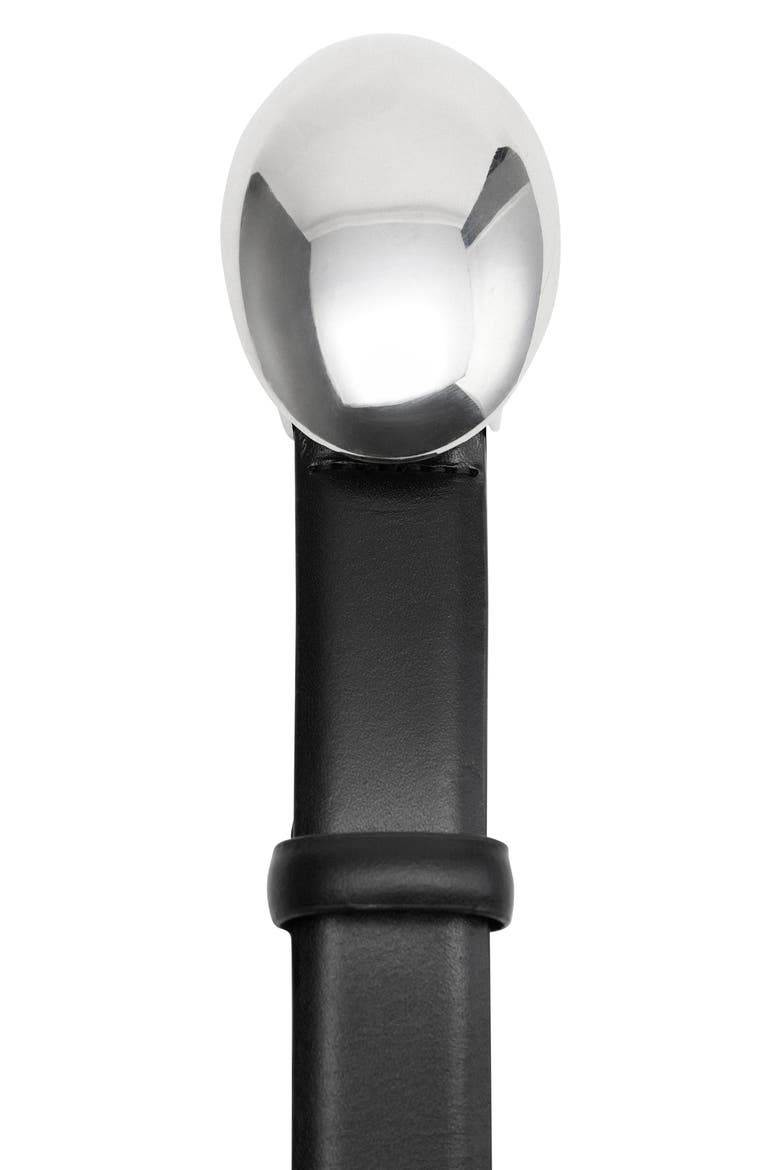 Oval Buckle Leather Belt, Alternate, color, BLACK