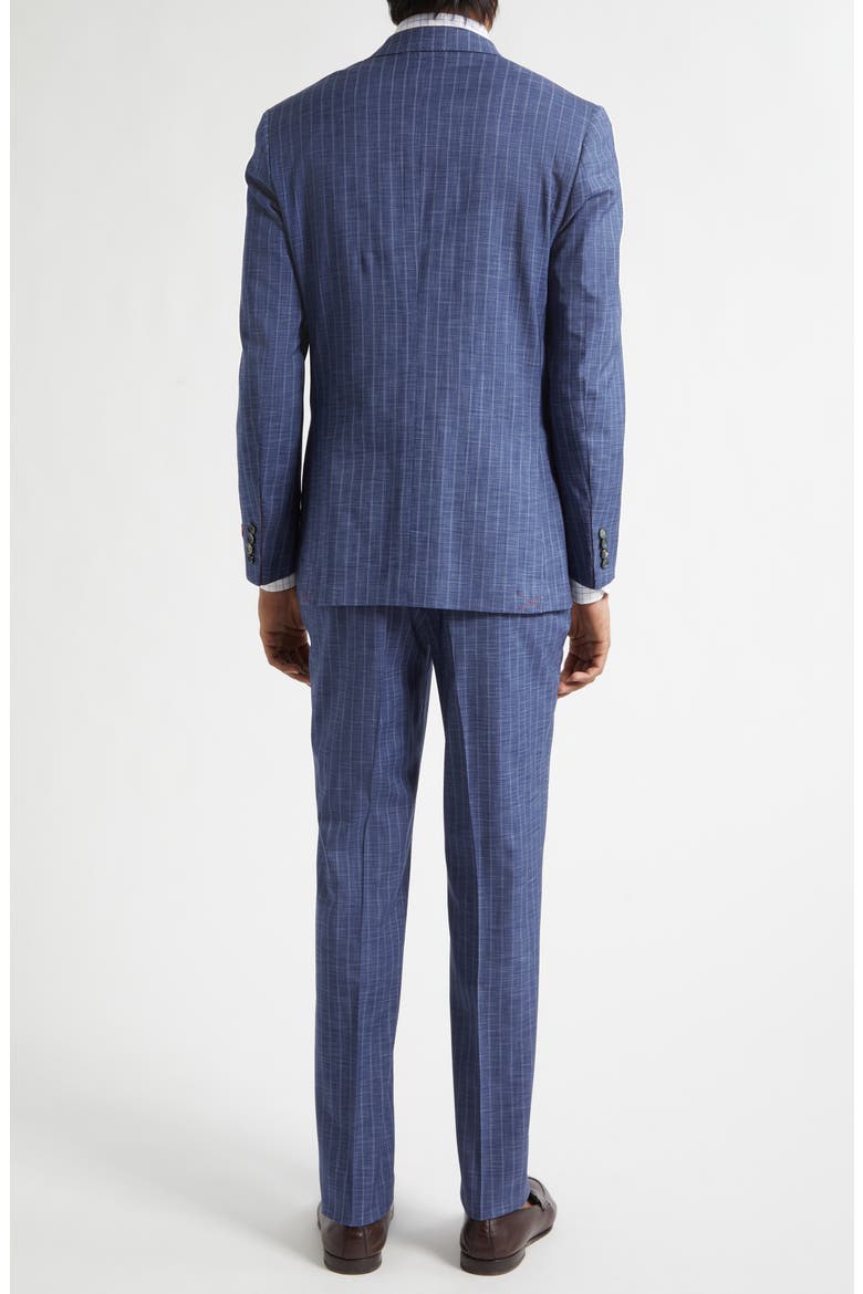 Capri Denim Effect Wool Blend Rigato Suit, Alternate, color, BLUE