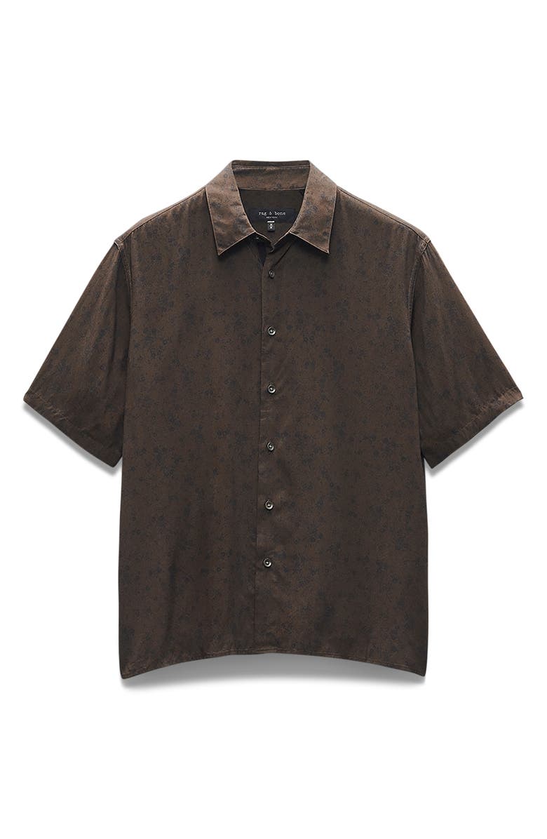 rag & bone Dalton Floral Short Sleeve Button-Up Shirt, Alternate, color, Brown Floral