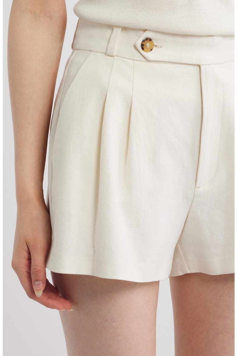 Kingsley Pleated Linen Blend Shorts, Alternate, color, SALT