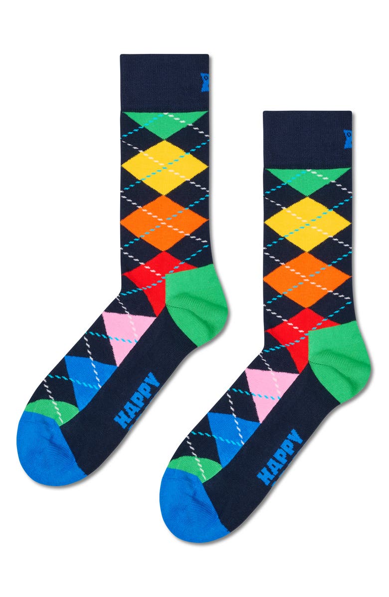 Happy Socks Assorted 4-Pack Cotton Blend Crew Socks Gift Box, Alternate, color, Black