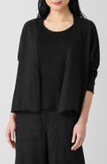 Eileen Fisher Organic Linen & Organic Cotton Open Front Cardigan