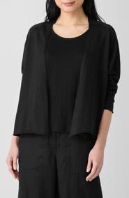 Eileen Fisher Organic Linen & Organic Cotton Open Front Cardigan