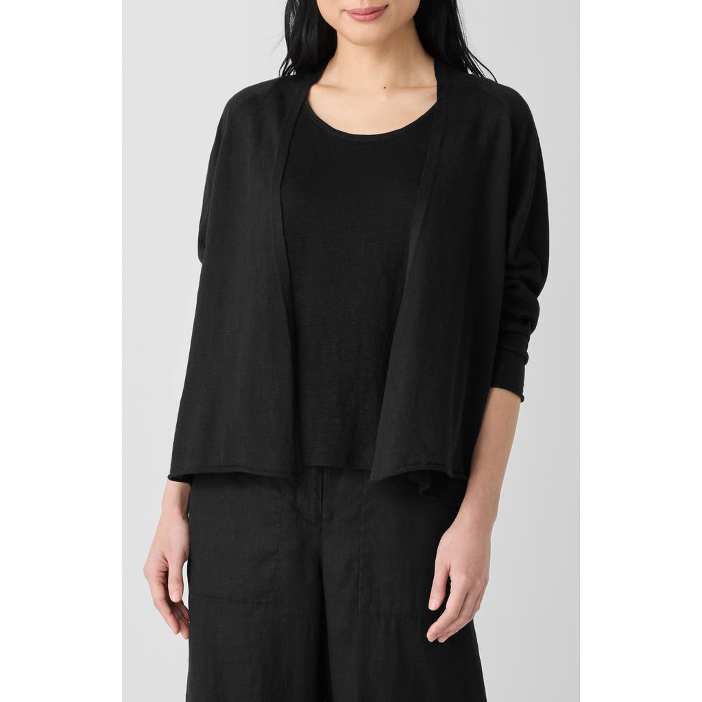 Eileen Fisher Open Raglan-sleeve Cardigan In Black