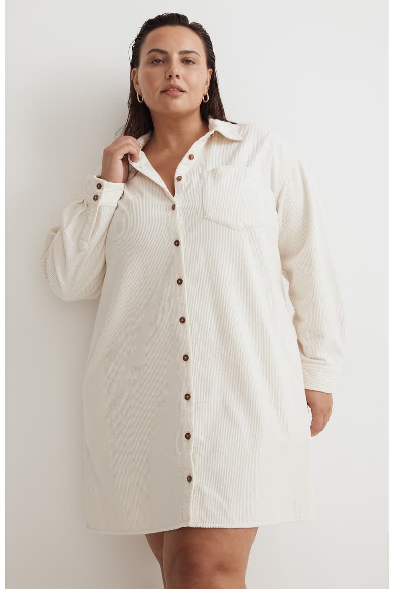Namada Long Sleeve Corduroy Shirtdress, Alternate, color, LIGHTHOUSE