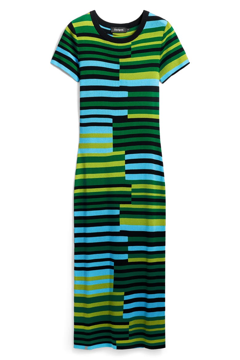 Disconnected Stripe Knit Dress, Alternate, color, GREEN/ BLUE MULTI