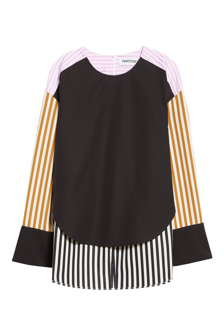 Ellis Mixed Stripe Cotton Top, Alternate, color, BLACK STRIPE COMBO