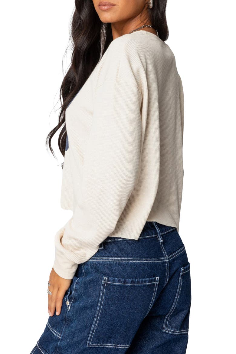 88 Crop Long Sleeve Waffle Knit Top, Alternate, color, CREAM