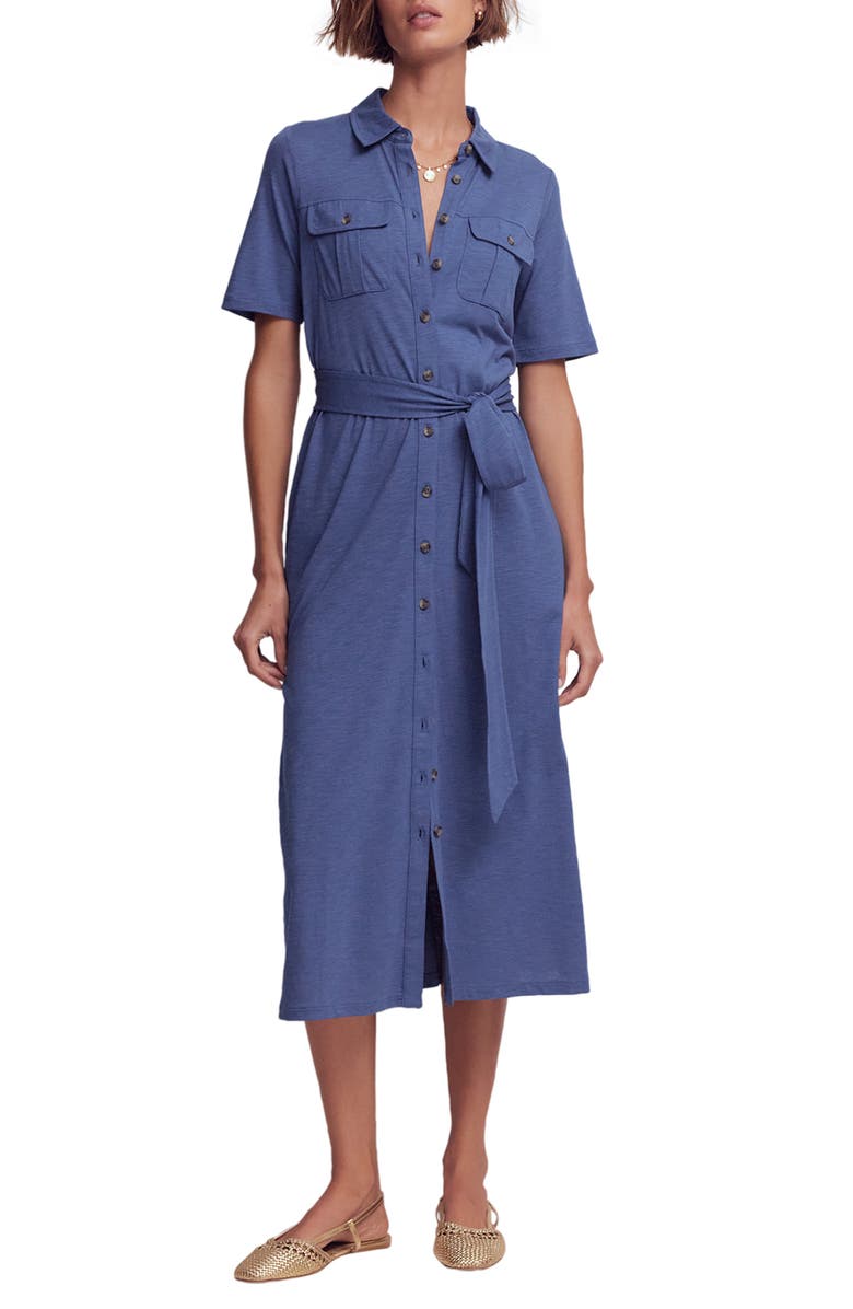 Boden Mavis Cotton Blend Shirtdress, Main, color, Denim Blue