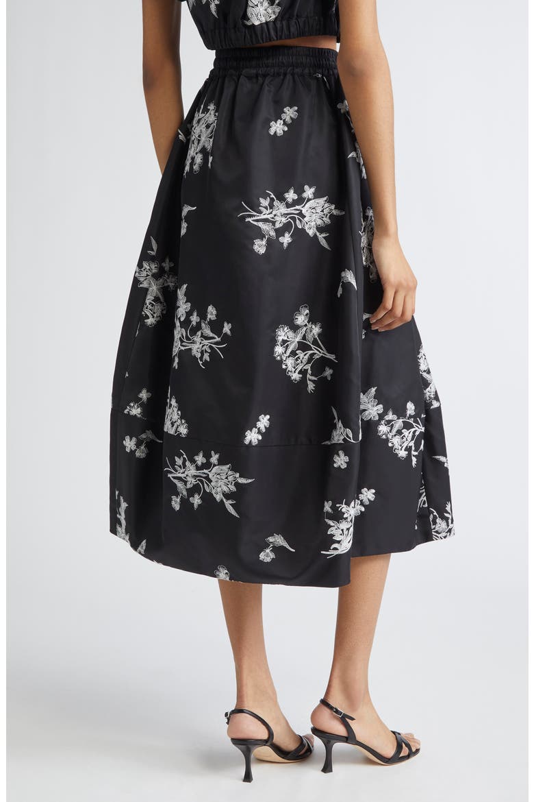 Wildflower Whimsy Embroidered Drawstring Skirt, Alternate, color, BLACK/ IVORY
