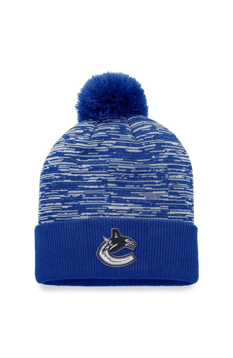 FANATICS Men's Fanatics Branded Blue Vancouver Canucks Defender Cuffed Knit Hat with Pom, Main, color,