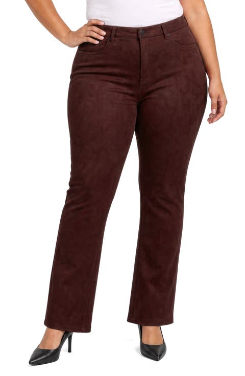 Marilyn High Waist Straight Leg Faux Suede Pants