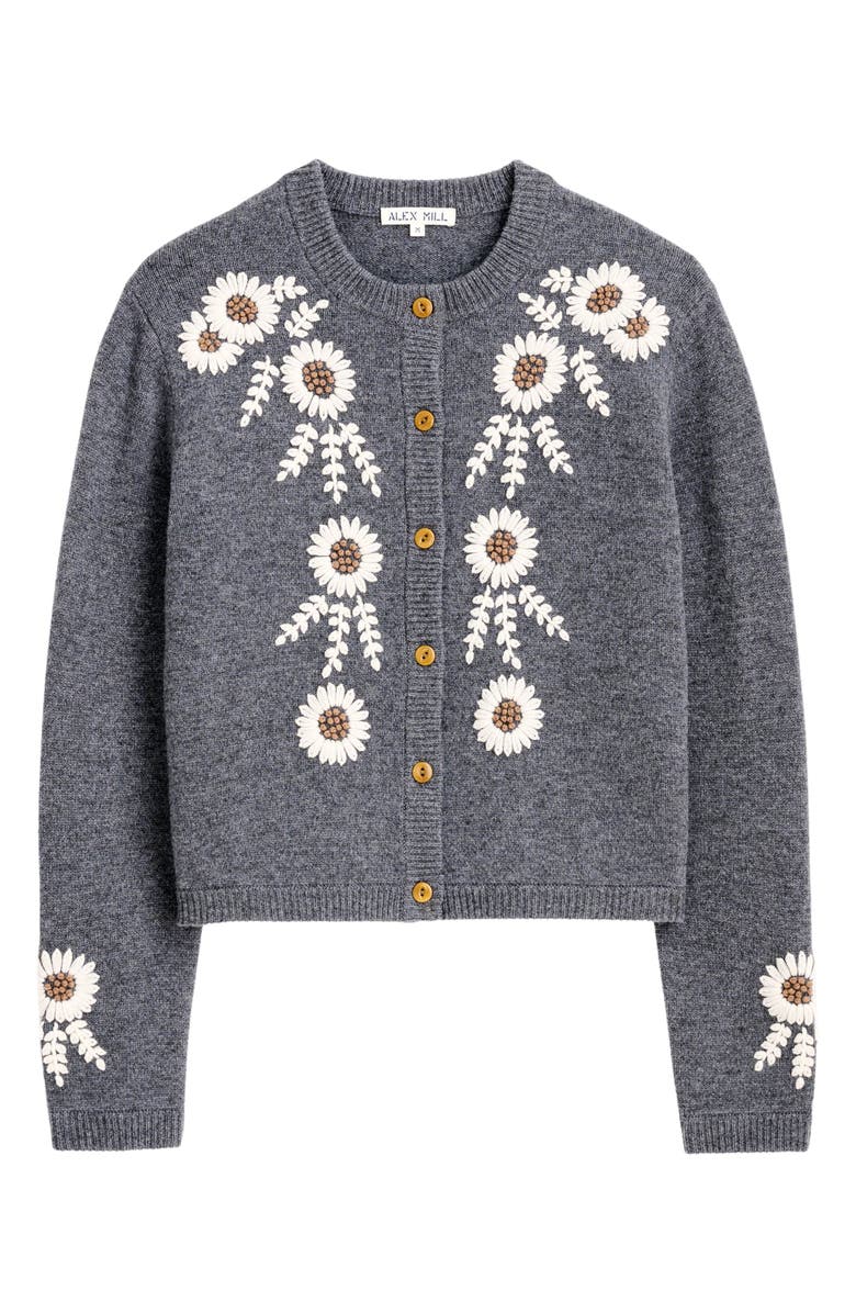 Alex Mill Becca Embroidered Floral Merino Wool Cardigan, Alternate, color, 