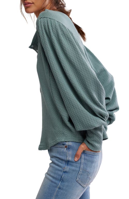 Free People Quinn Rib Henley Top In Green