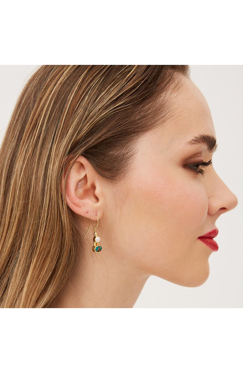 Spero London Authentic Turquoise Sterling Silver Drop Gold Plated Earring, Alternate, color, Gold