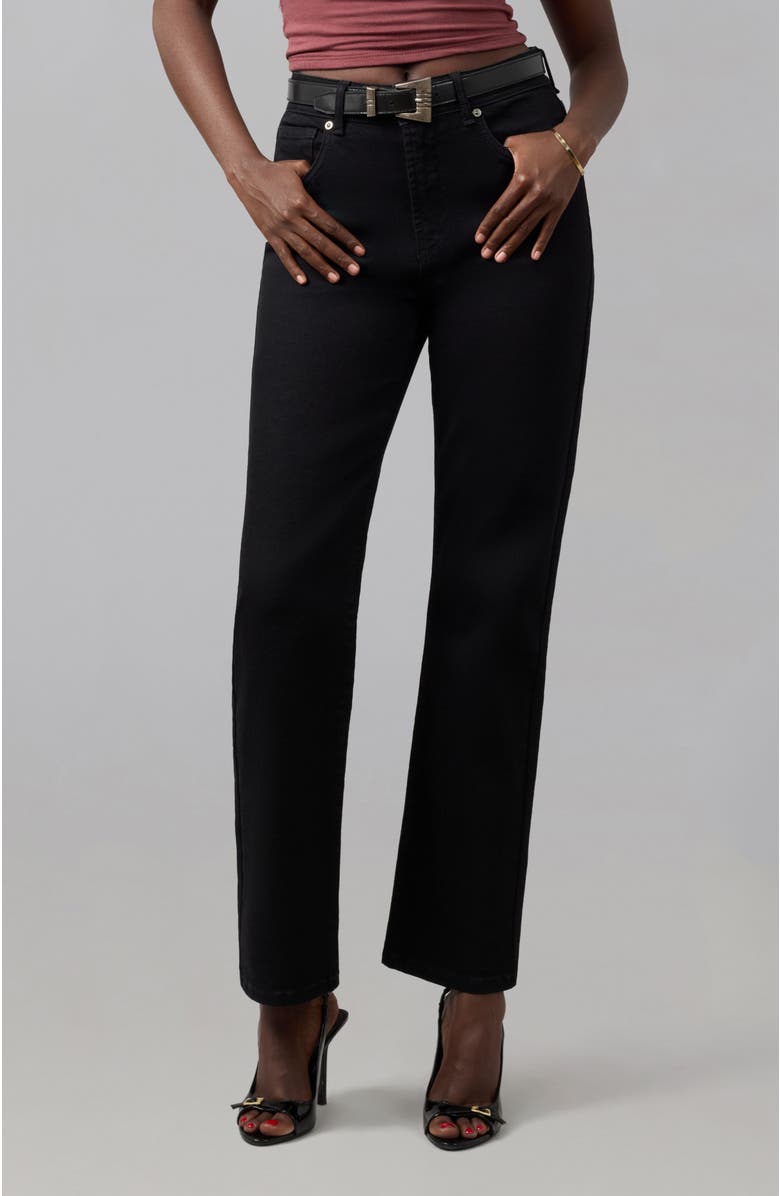 Lola Jeans Denver High Rise Straight Jeans, Main, color, Black