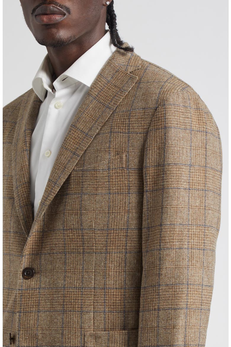 K-Jacket Tan Glen Check Wool Sport Coat, Alternate, color, BEIGE