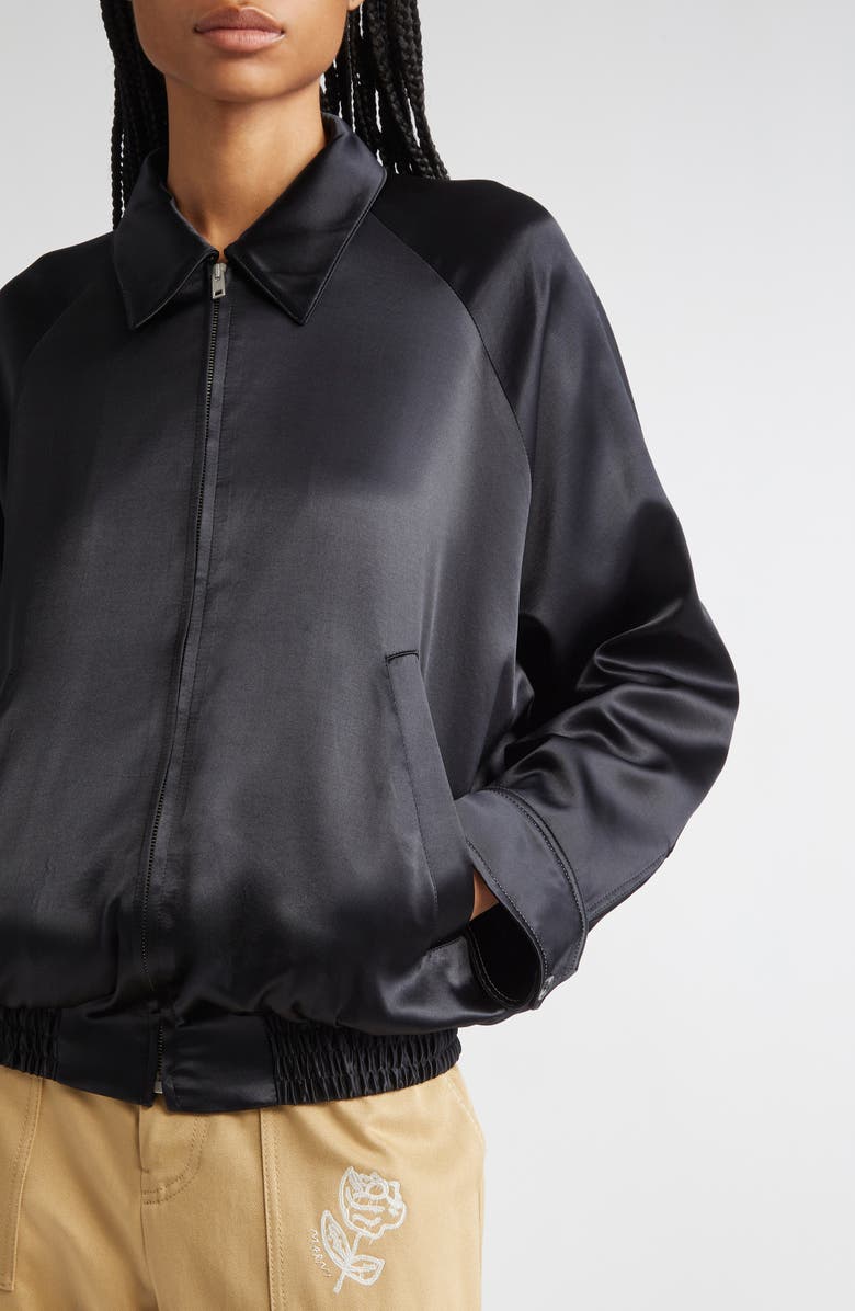 Marni Embroidered Satin Bomber Jacket, Alternate, color, 00N99 Black