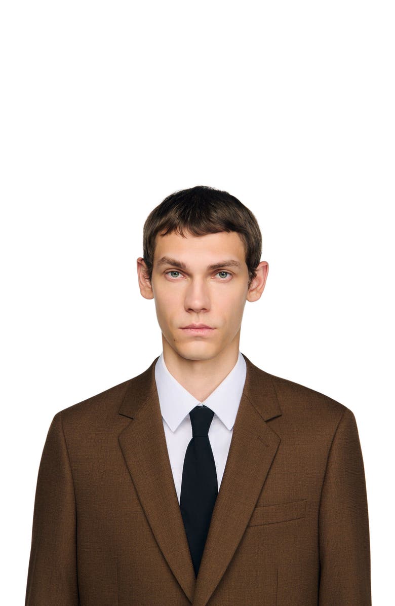 SANDRO Tailored Virgin Wool Jacket, Alternate, color, Tobacco Brown