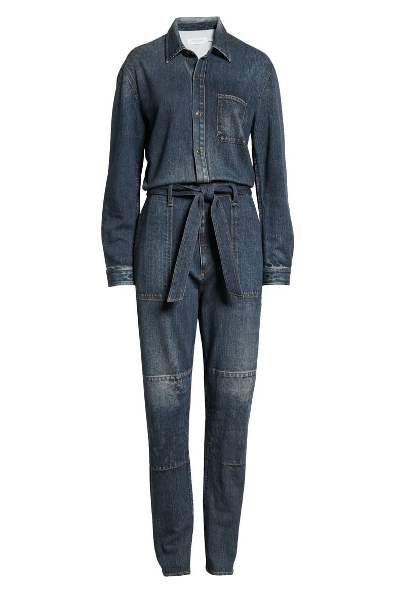 Miramar Belted Cotton Denim Jumpsuit, Alternate, color, MEL