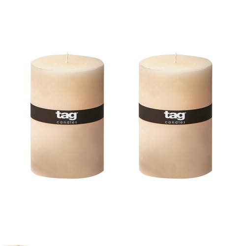 Tag Chapel Ivory Pillar Decorative Wax Candle Set Of 2 Unscented In Neutral
