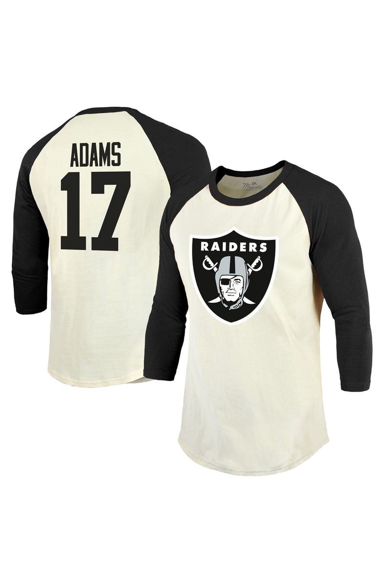Majestic Threads Men's Majestic Threads Davante Adams Cream/Black Las Vegas Raiders Vintage Player Name & Number 3/4-Sleeve Fitted T-Shirt, Main, color, Cream