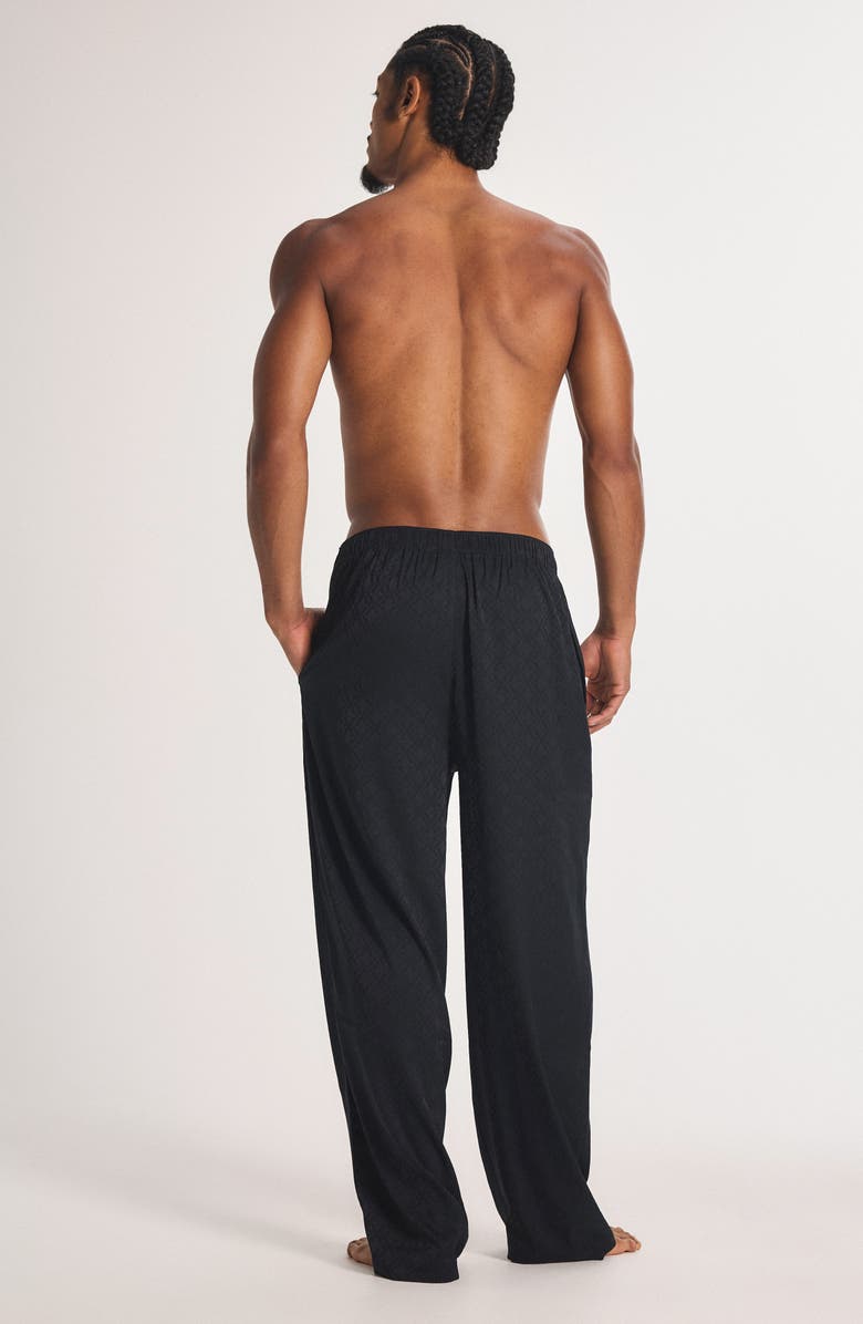 SAVAGE X FENTY Savage X Satin Jacquard Sleep Pants, Alternate, color, Black Caviar X Hatch Jacquard