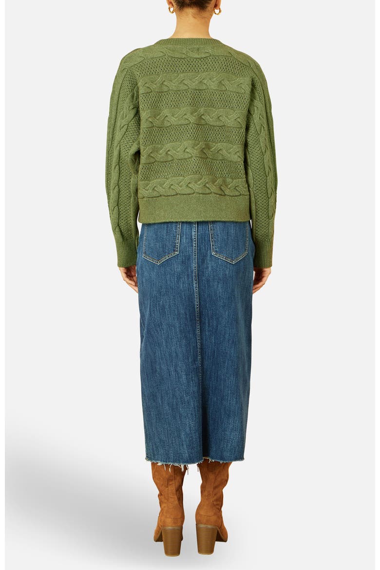 Cable Knit Relaxed Fit Jumper, Alternate, color, Green
