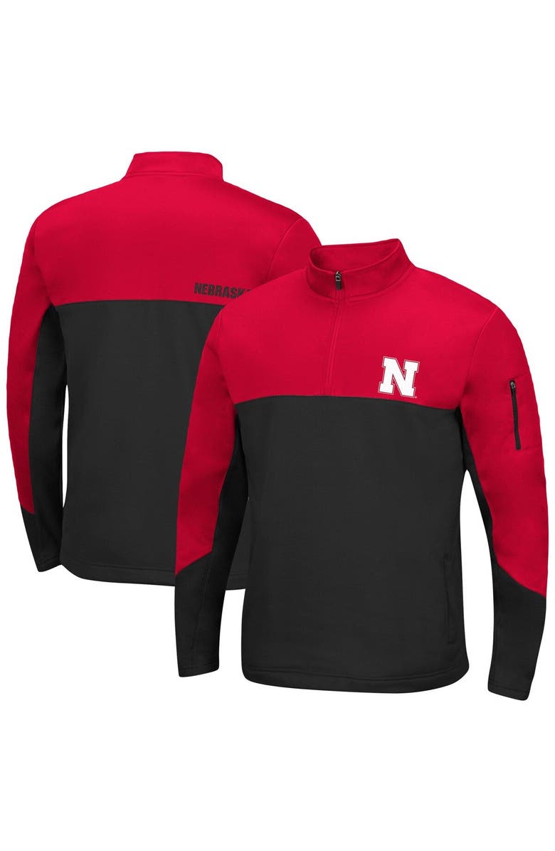 COLOSSEUM Men's Colosseum Scarlet/Black Nebraska Huskers Triple Dog Dare Quarter-Zip Jacket, Main, color, 