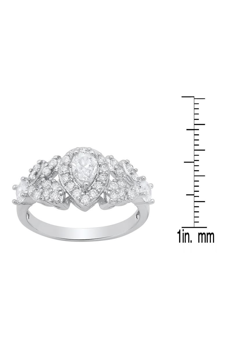 Pear Shape Cubic Zirconia Engagement Ring, Alternate, color, SILVER