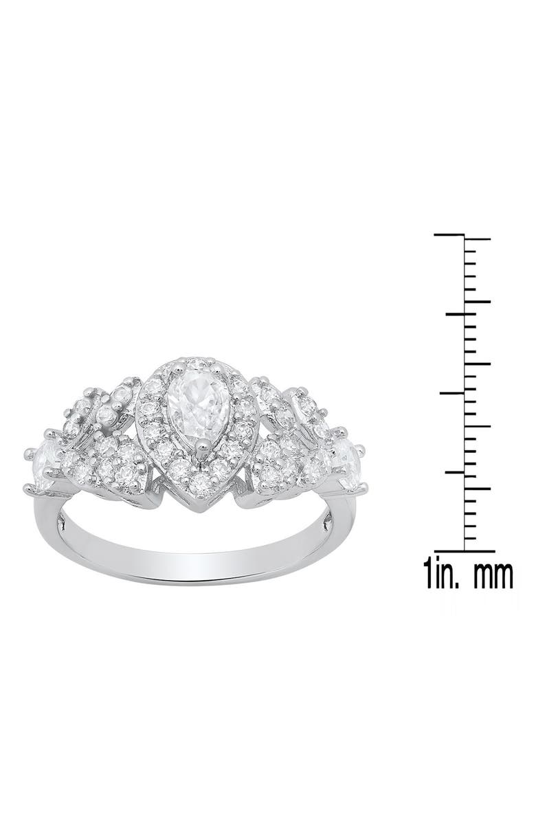 HMY JEWELRY Pear Shape Cubic Zirconia Engagement Ring, Alternate, color, Silver