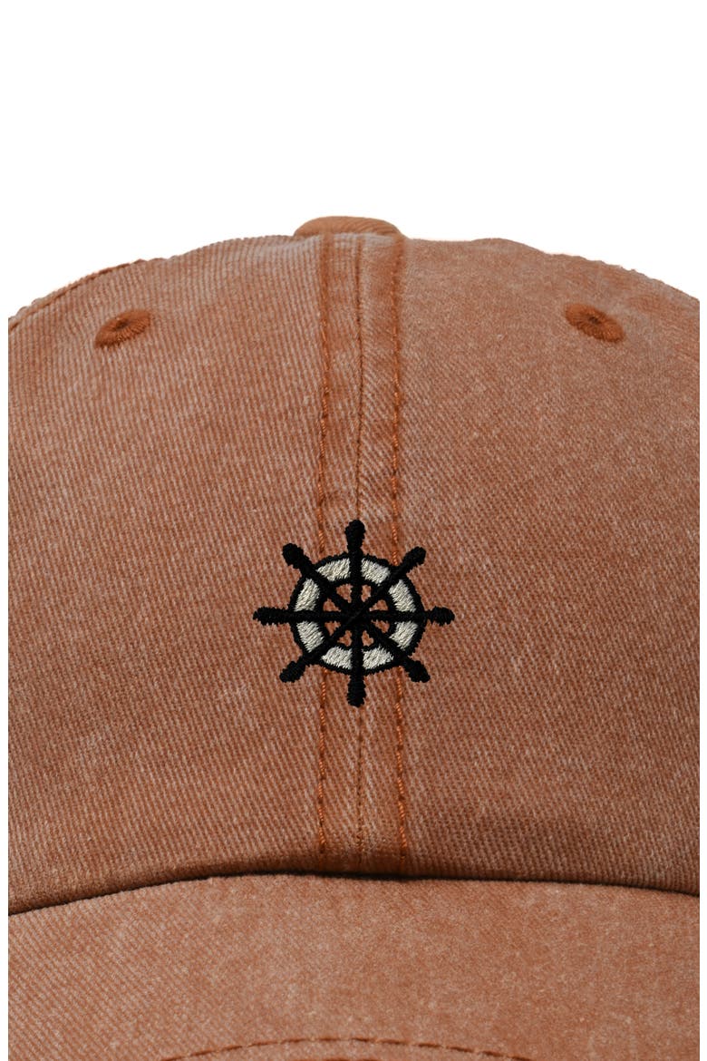 Ship Wheel Dad Hat, Alternate, color, Washed Orange