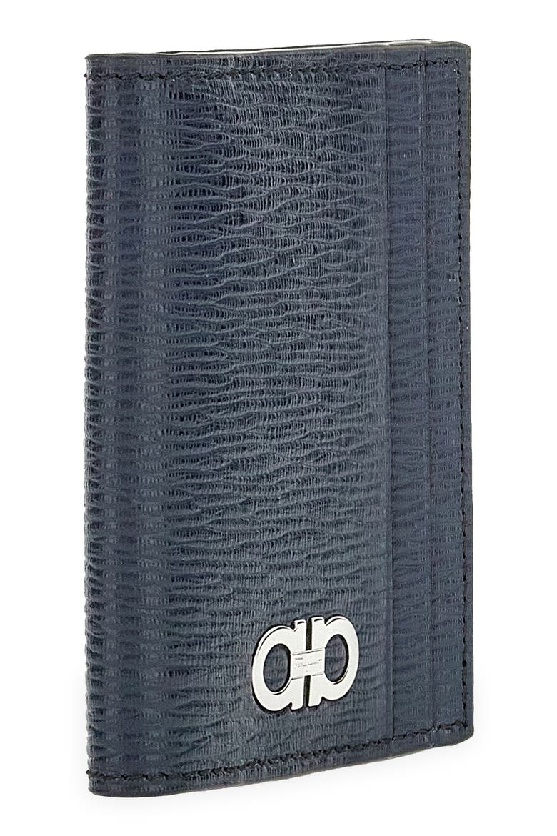 Revival Gancio Leather Card Case, Alternate, color, DEEP OCEAN NERO