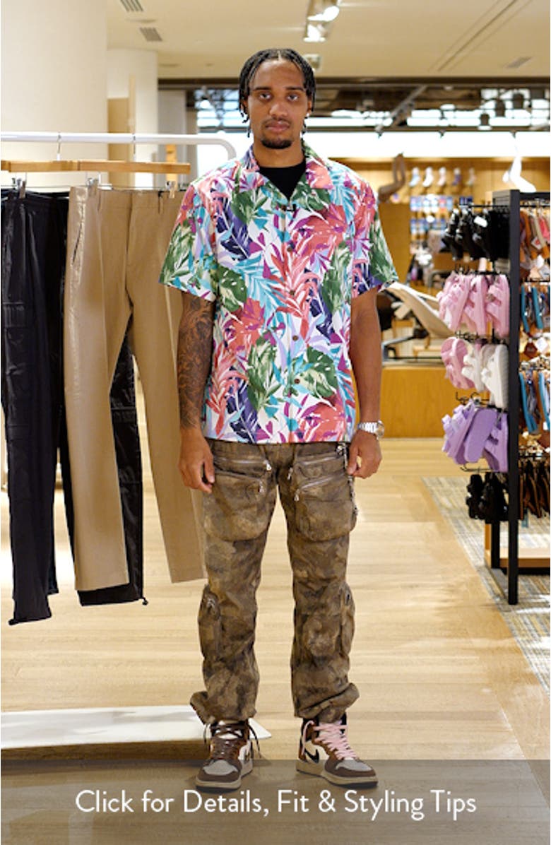 Fuego Fronds Print Silk Blend Camp Shirt, sales video thumbnail