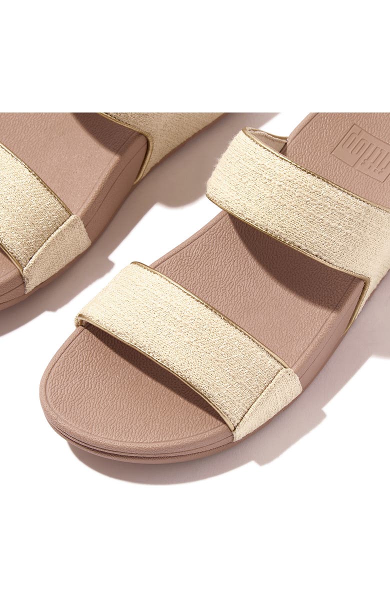 FitFlop Lulu Shimmerweave Platform Slide Sandal, Alternate, color, Stone Beige Mix