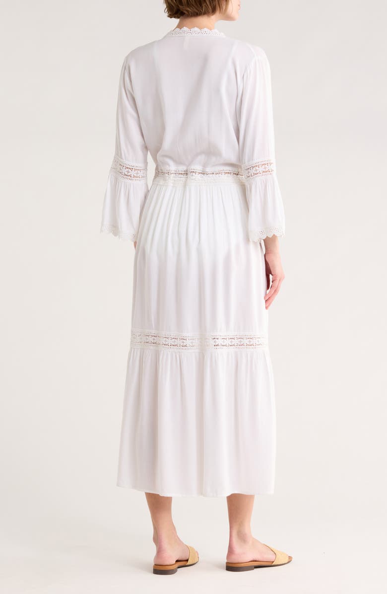 BOHO ME Open Front Lace Inset Cover Up, Alternate, color, White