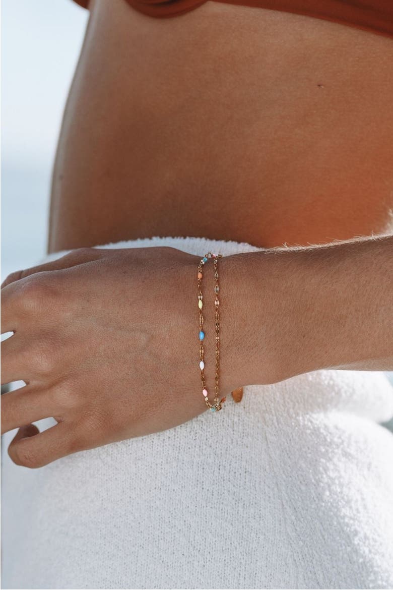 Rainbow Dainty Bracelet, Alternate, color, Gold