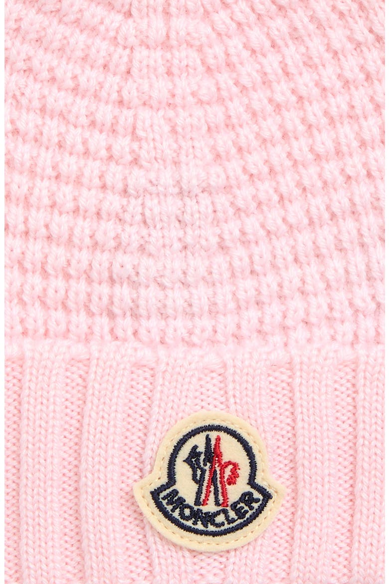 Kids' Teddy Bear Logo Patch Virgin Wool Beanie, Alternate, color, PINK