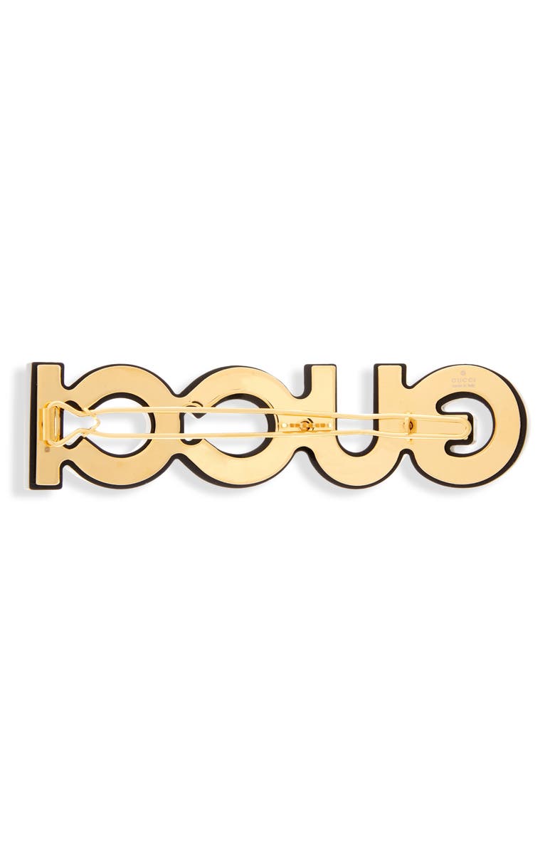 Gucci Crystal & Stud Barrette, Alternate, color, Black