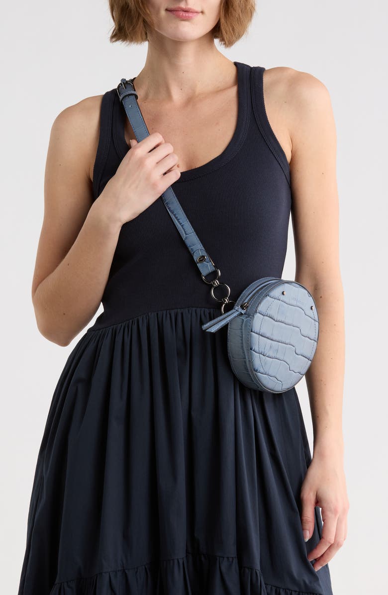 Longchamp Croc Embossed Circle Belt Bag, Alternate, color, Cloud Blue