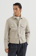 Brunello Cucinelli Garment-dyed four-pocket jacket in comfort cotton lightweight denim
