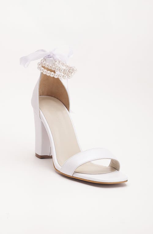Forever & Always Shoes Dina Block Heel Leather Sandals With Pearls